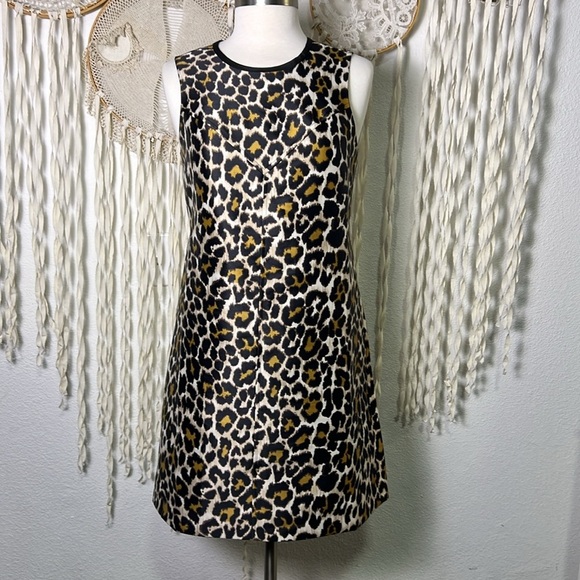 J. Crew NWT Leopard Print Sleeveless A-Line Shift Dress Size 2 - Picture 2 of 11